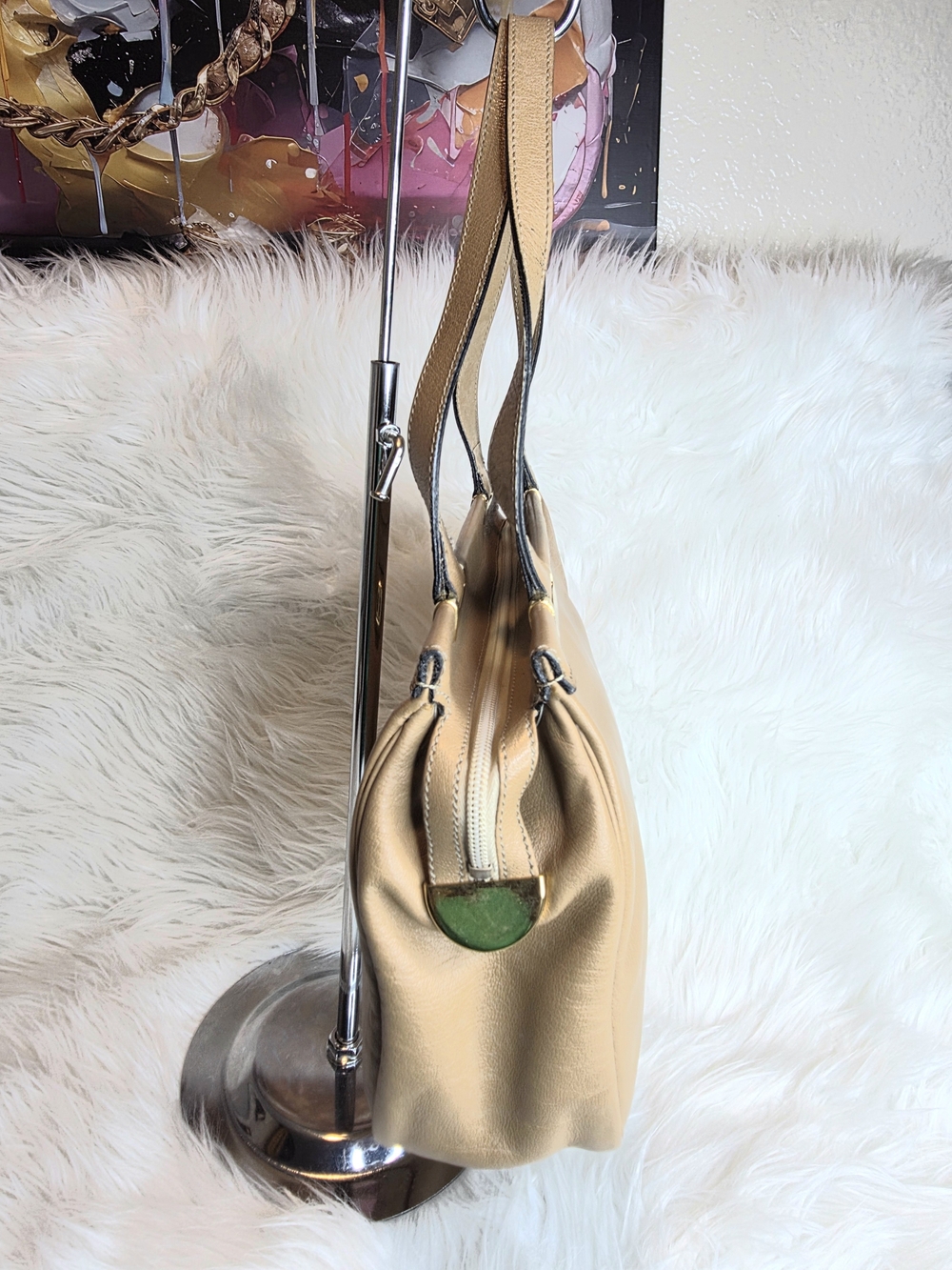 Christian Dior Vintage Tan Leather Handbag Gold Tone Hardware with COA & Dustbag - Picture 8 of 17